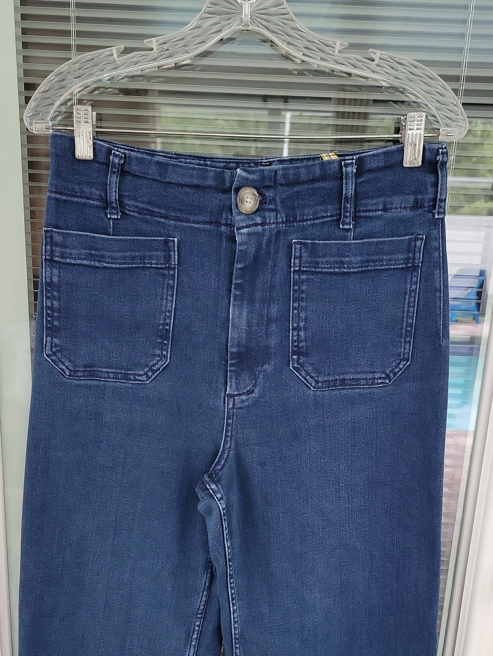 Maeve Collete High Rise Wide-Leg Cropped Jeans Dark Wash Sz 30 Has Stretch - Picture 4 of 14